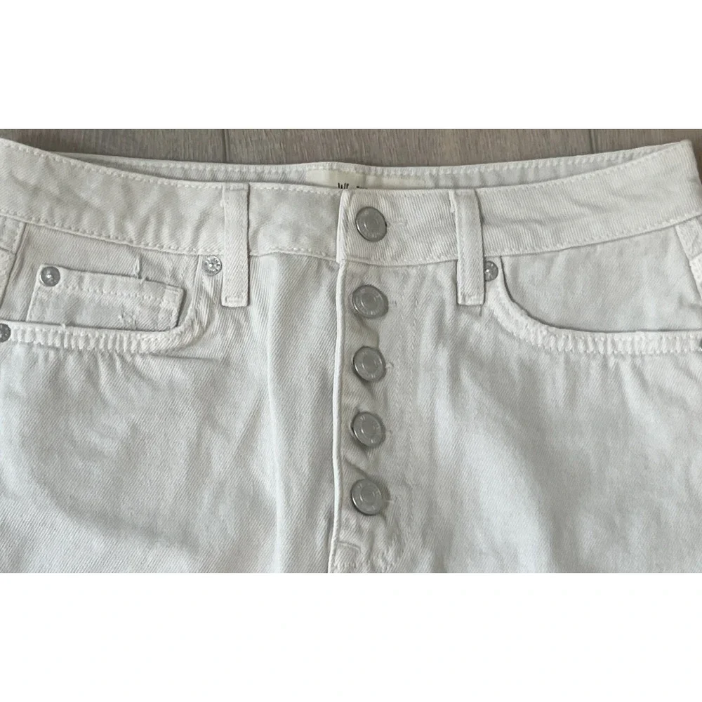 FREE PEOPLE WE THE FREE DISTRESSED FRAYED HEM DENIM A-LINE SKIRT OB826315 SZ 27